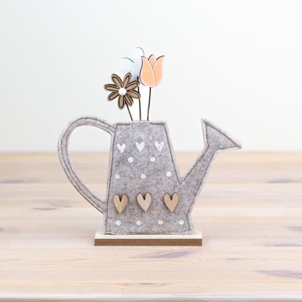 Watering Can w/ Floral Arrangement, 25cm