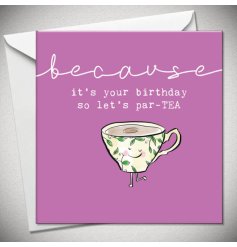 A cute tea cup birthday card 