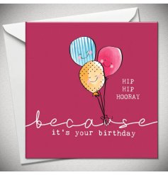 Cheers to another year of making memories with our vibrant Its Your Birthday Hip Hip Hooray Card! 