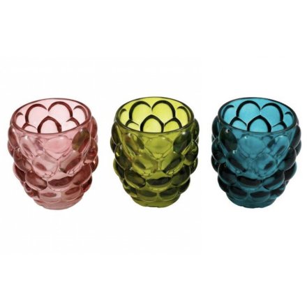 3/A Coloured Bobbled Candle Holder, 9.5cm