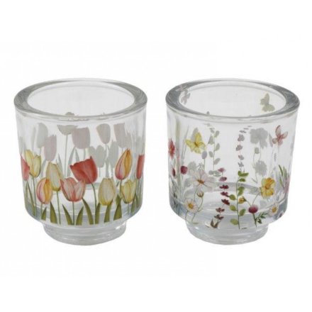  2/A Floral Print Candle Holder, 8.5cm 