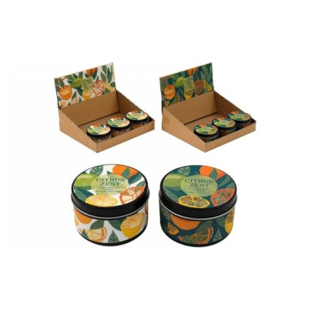 2/A Tin Wax Citrus Zest  Candle, 7.5cm 