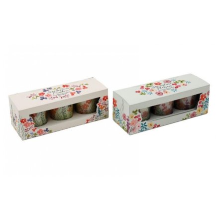 2/A Set of 3 Floral Candle Pots, 5.2cm 