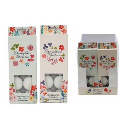 2/A Spring Floral Tea Lights. Pk10 
