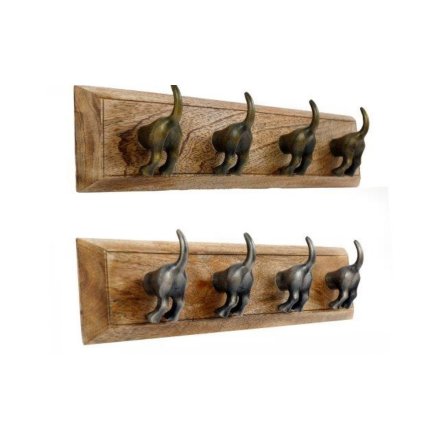 2/A Mango Wood Dog Tail 4 Hook, 44cm 