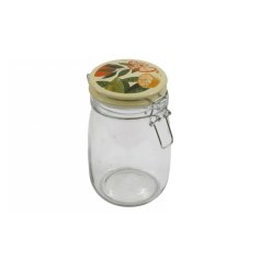 Organize and store with ease using this jar featuring a charming fruity design on the lid. A must-have for any home!