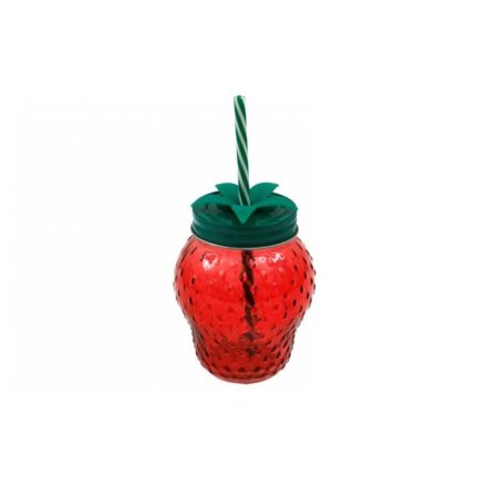 Strawberry Drinking Jar, 12.5cm
