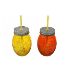 Stay hydrated and refreshed this summer with our drinking jar in 2 unique assorted designs. A must-have for the season!