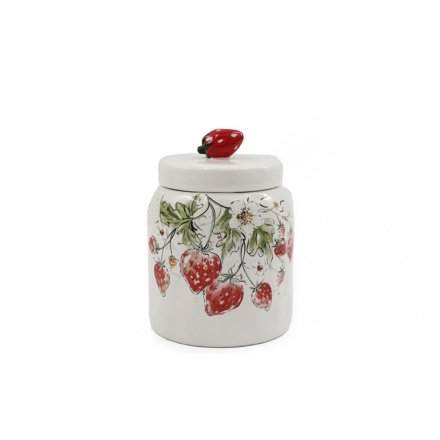 Strawberry Print Storage Jar, 16cm 