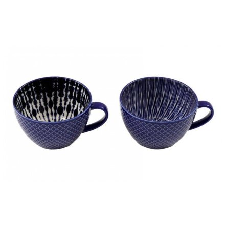 2/A Blue Patterned Mug, 12.5cm 