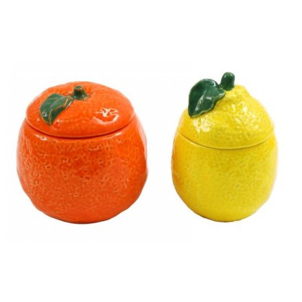 2/A Lemon/orange Jar W/lid, 15cm 