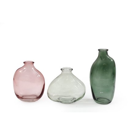 S/3 Glass Organic Vases