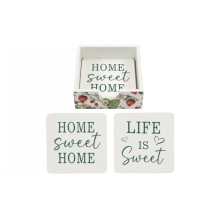 Set of 4 Wooden Strawberry Coasters, 11.5cm 