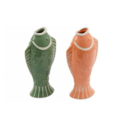2/A Glazed Cabana Fish Vase, 23cm 