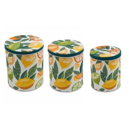 Citrus Round Storage Tins Set of 3