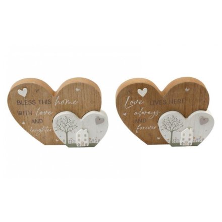 2/A Double Heart with House Deco, 22cm 