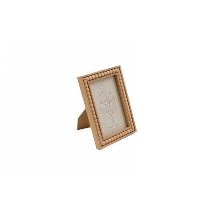 Light Wood Beaded Photo Frame, 18cm 