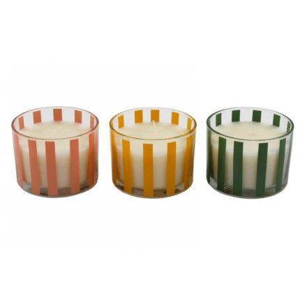 3/A Wax Candle Cabana Stripe, 11cm 