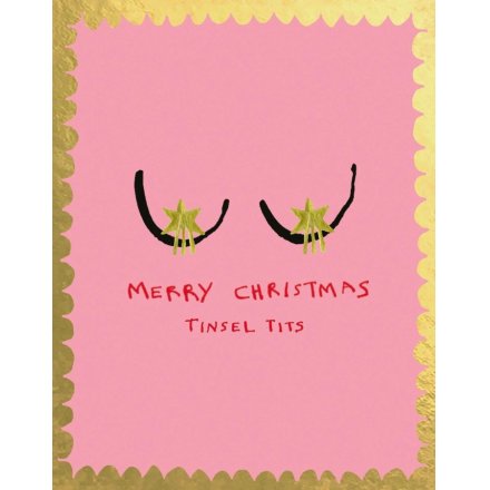 Festive Tinsel Tits Greetings Card, 13.8cm