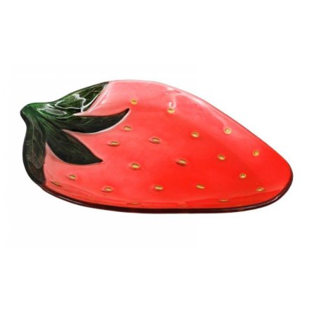 Glass Strawberry Plate, 31cm 