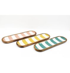 Elevate your serving game with our 45cm Cabana Stripe Oval Tray 