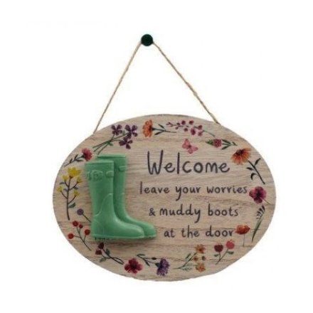 Welcome Hanging Garden Plaque, 20cm 