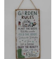 Elevate your garden with our delightful Garden Rules Plaque - a perfect addition to your outdoor décor.