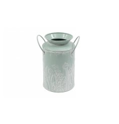 Elevate your décor with this chic vase featuring embossed mushroom design and convenient handles.