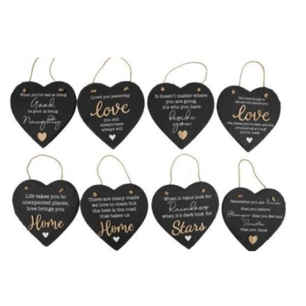 8/A Slate Heart Hang Deco, 20cm 