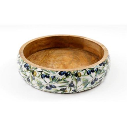 Round Olive Enamel Bowl, 30cm 
