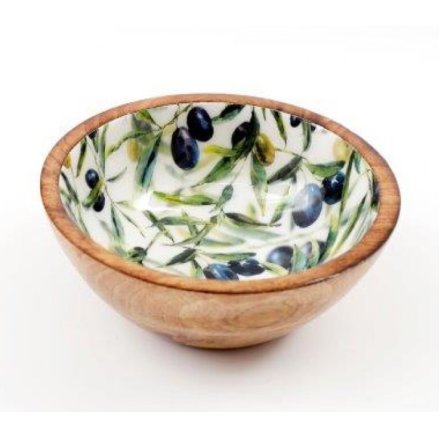 Olive Enamelled Bowl, 17.5cm 
