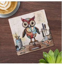 Upgrade your home decor with our Scrap Owl Coaster - a stylish and functional addition to any living space!