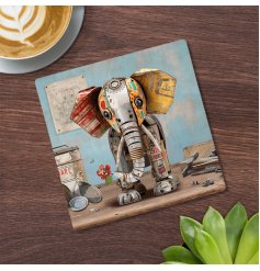 Add a touch of eco-friendly charm to your home with our Scrap Elephant Coaster 