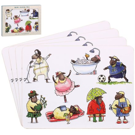 Set of 4 Sheep Placemats. 24cm 