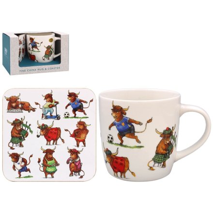 Gift Set Highland Cow Mug & Coaster, 29cm 