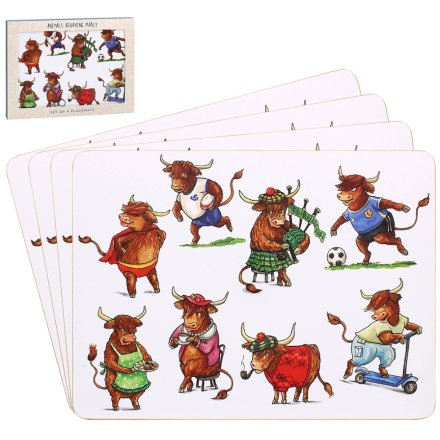 Set of 4 Highland Cow Placemats 