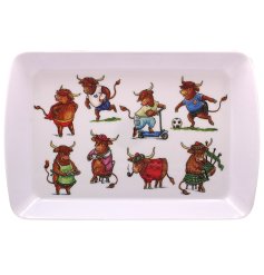 Add a touch of Scottish charm to your home with our charming Highland Cow Tray Small