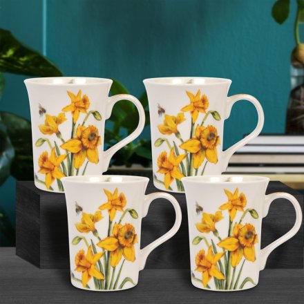 Set of 4 Beetanical Daffodil Mugs 
