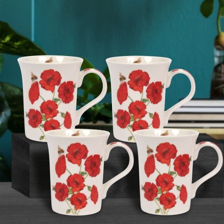 Set of 4 Beetanical Poppy Mug 