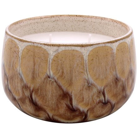Brown Reactive Glaze Candle, 13cm 