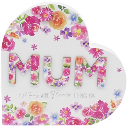 Freestanding Heart Wooden Plaque, 19cm 