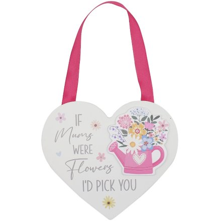 16cm Hanging Flowers Heart Plaque