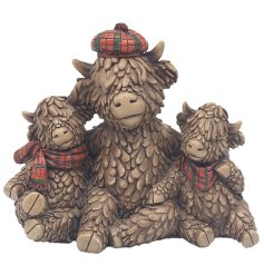 Add a touch of Scottish charm to your home with the whimsical Hughie Highland Cows  deco