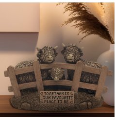 Share your love for country living with our rustic highland cow figurines 