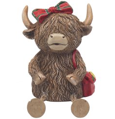 Introducing the enchanting Highland Cow Money Bank Tartan Bow