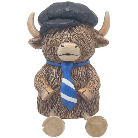 Flat Hat Highland Cow Money Bank 