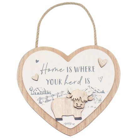 Home Hanging Highland Cow Plaque, 18cm 