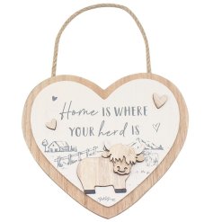 Transform any space with our Home Is Where Your Herd Is Plaque, featuring a charming Highland cow 