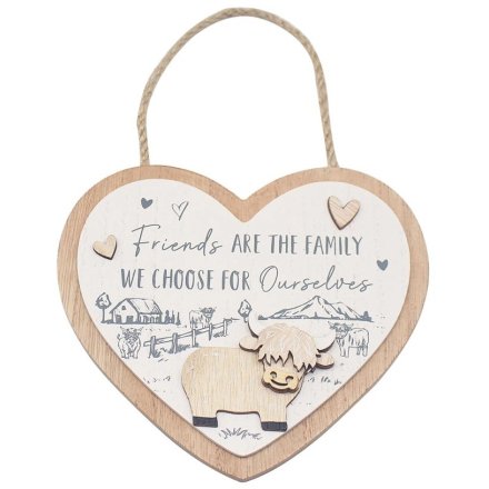 Friends Highland Cow Plaque, 18cm 