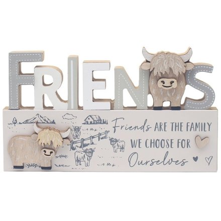 Friends Highland Cow Plaque, 24cm 